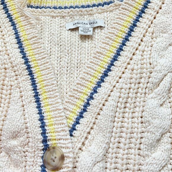 American Eagle cable knit,‎ cotton cardigan sweater vest - Picture 4 of 5
